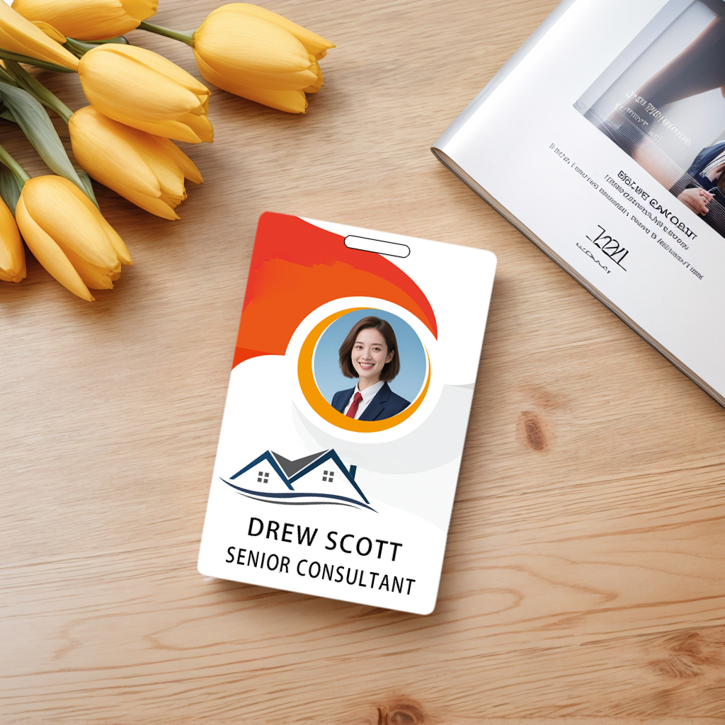 Style D19 Custom Print Employee ID Badge with Text, Personalized Name Badge Double Sided Print with Name, Photo, Logo