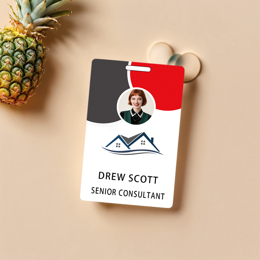 Style D41 Custom Print Employee ID Badge with Text, Personalized Name Badge Double Sided Print with Name, Photo, Logo
