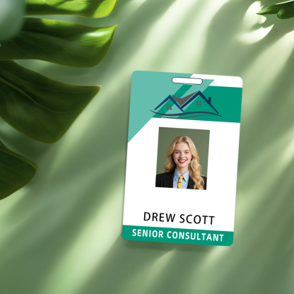 Style D18 Custom Print Employee ID Badge with Text, Personalized Name Badge Double Sided Print with Name, Photo, Logo