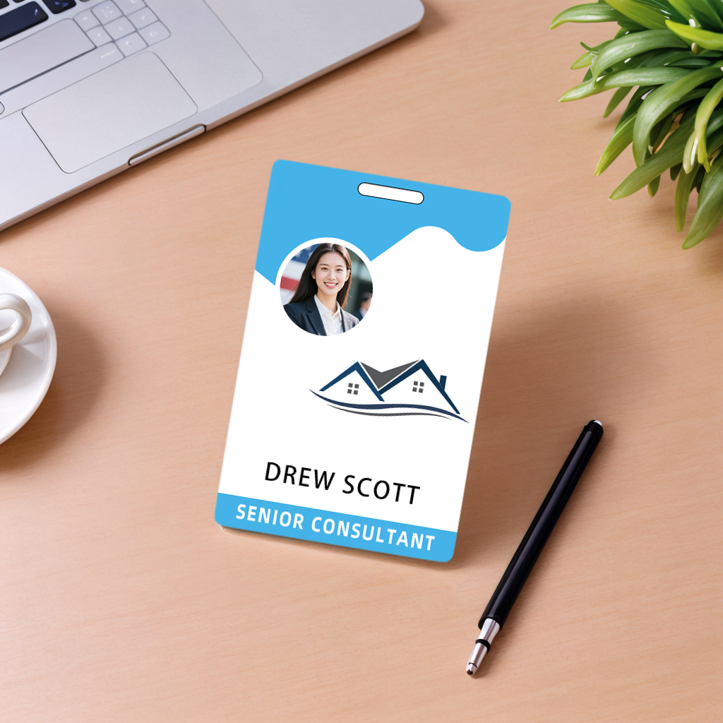 Style T88 Custom Print Employee ID Badge , Personalized Name Badge Double Sided Print with Name, Photo, Logo