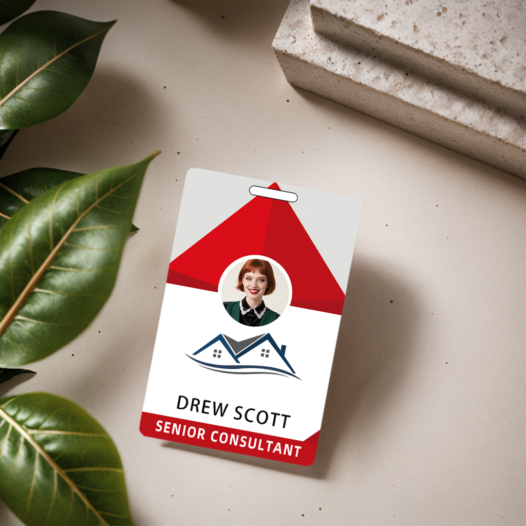 Style D23 Custom Print Employee ID Badge with Text, Personalized Name Badge Double Sided Print with Name, Photo, Logo
