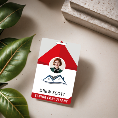 Style D23 Custom Print Employee ID Badge with Text, Personalized Name Badge Double Sided Print with Name, Photo, Logo