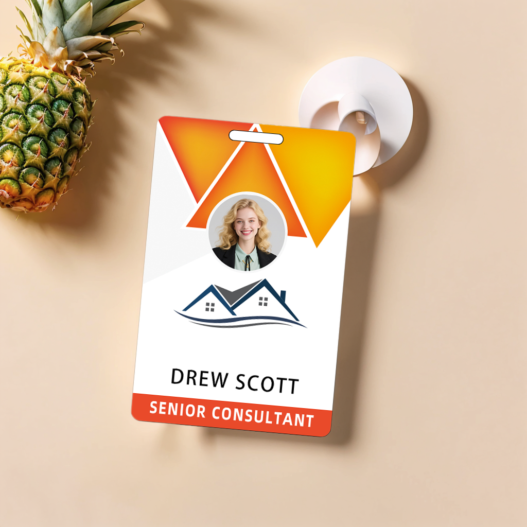 Style D27 Custom Print Employee ID Badge with Text, Personalized Name Badge Double Sided Print with Name, Photo, Logo