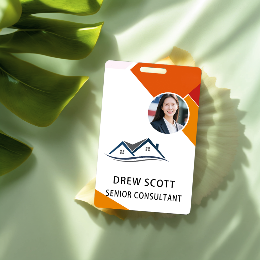 Style D16 Custom Print Employee ID Badge with Text, Personalized Name Badge Double Sided Print with Name, Photo, Logo