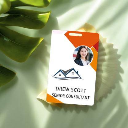 Style D16 Custom Print Employee ID Badge with Text, Personalized Name Badge Double Sided Print with Name, Photo, Logo