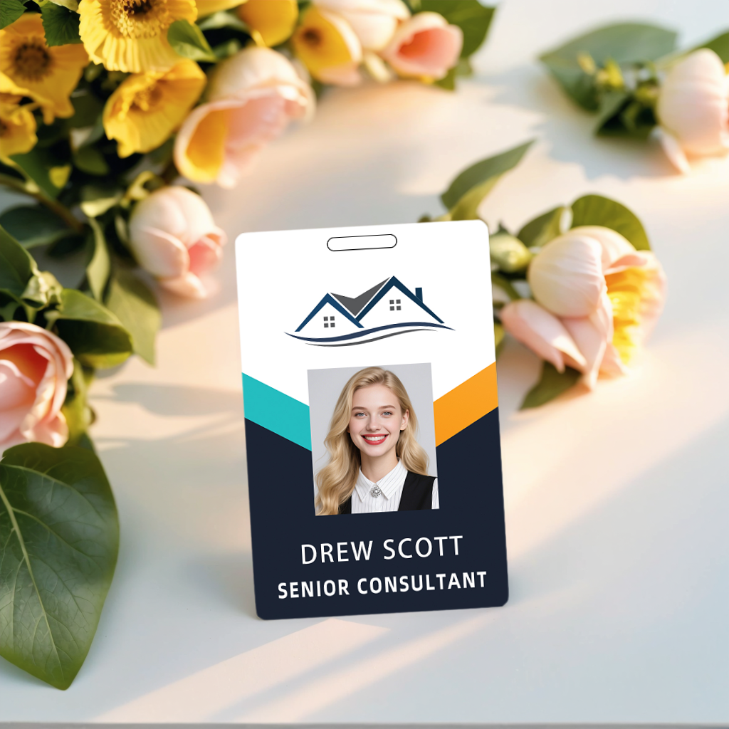 Style D05 Custom Print Employee ID Badge with Text, Personalized Name Badge Double Sided Print with Name, Photo, Logo