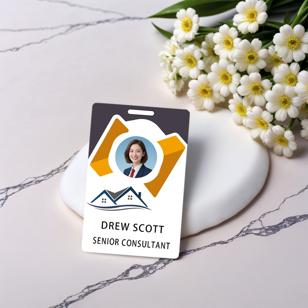 Style D39 Custom Print Employee ID Badge with Text, Personalized Name Badge Double Sided Print with Name, Photo, Logo
