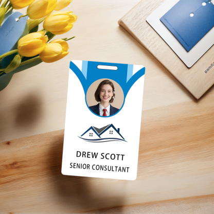 Style T81 Custom Print Employee ID Badge , Personalized Name Badge Double Sided Print with Name, Photo, Logo