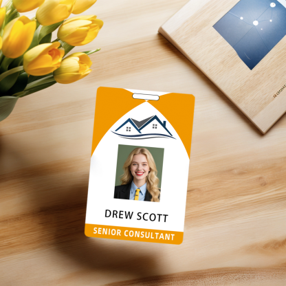 Style D31 Custom Print Employee ID Badge with Text, Personalized Name Badge Double Sided Print with Name, Photo, Logo