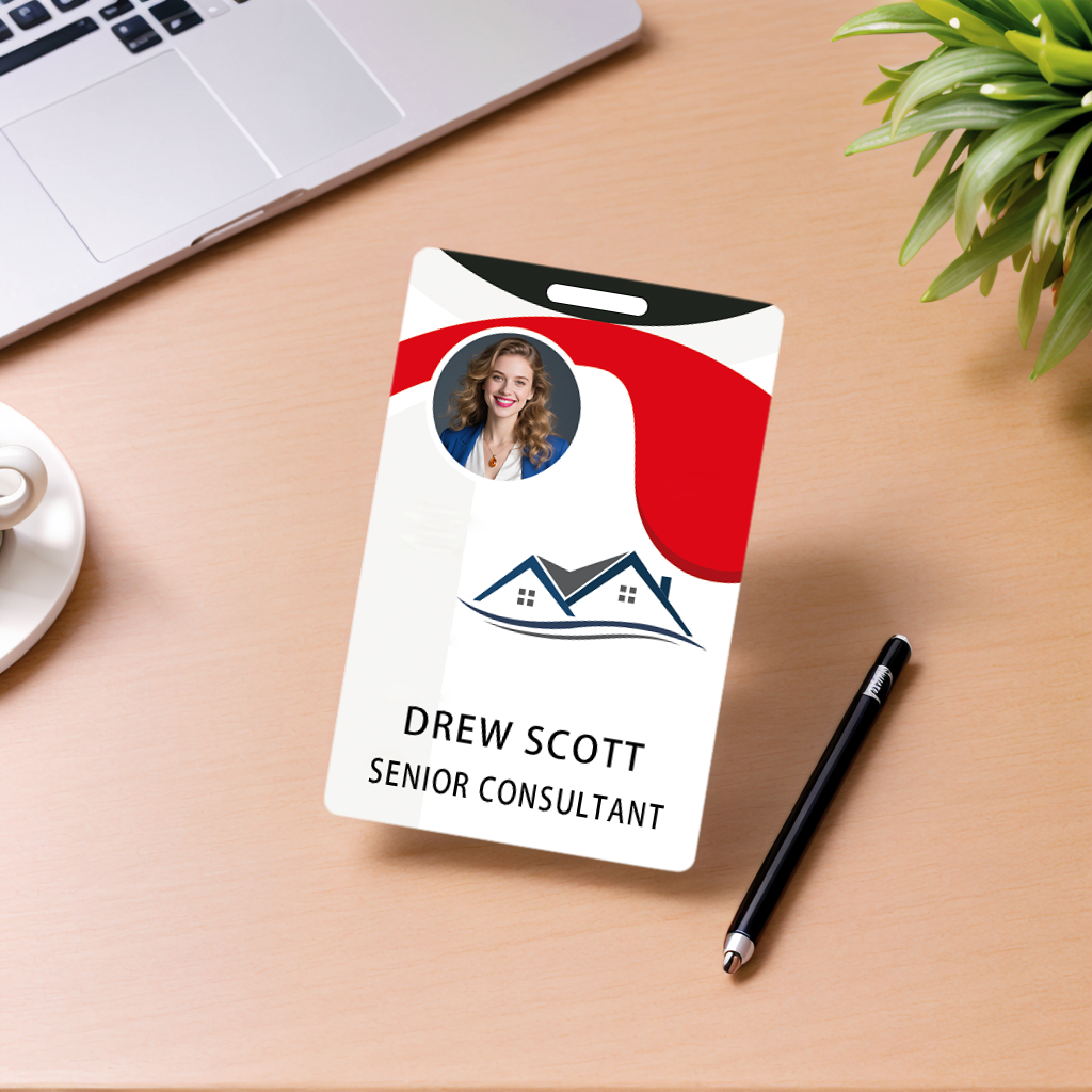 Style T80 Custom Print Employee ID Badge , Personalized Name Badge Double Sided Print with Name, Photo, Logo