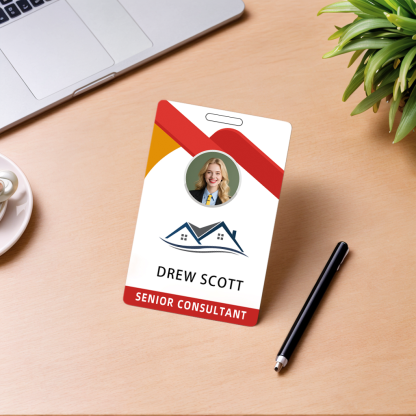 Style D40 Custom Print Employee ID Badge with Text, Personalized Name Badge Double Sided Print with Name, Photo, Logo