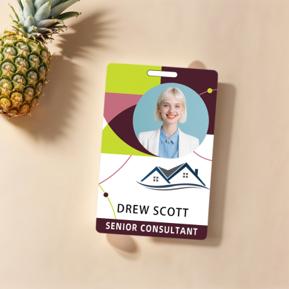 Style t-01 Custom Print Employee ID Badge , Personalized Name Badge Double Sided Print with Name, Photo, Logo