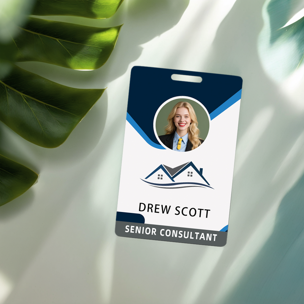 Style D03 Custom Print Employee ID Badge with Text, Personalized Name Badge Double Sided Print with Name, Photo, Logo