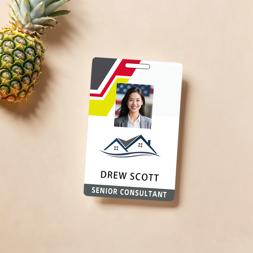 Style T76 Custom Print Employee ID Badge , Personalized Name Badge Double Sided Print with Name, Photo, Logo