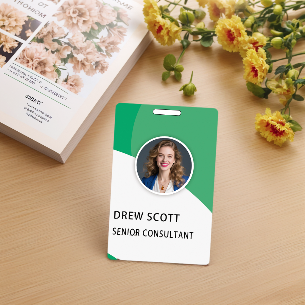 Style T102 Custom Print Employee ID Badge , Personalized Name Badge Double Sided Print with Name, Photo, Logo