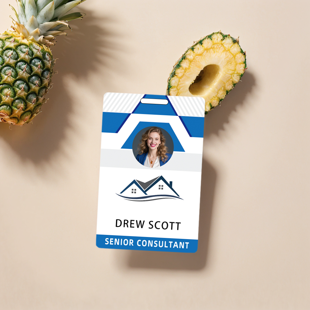 Style D32 Custom Print Employee ID Badge with Text, Personalized Name Badge Double Sided Print with Name, Photo, Logo