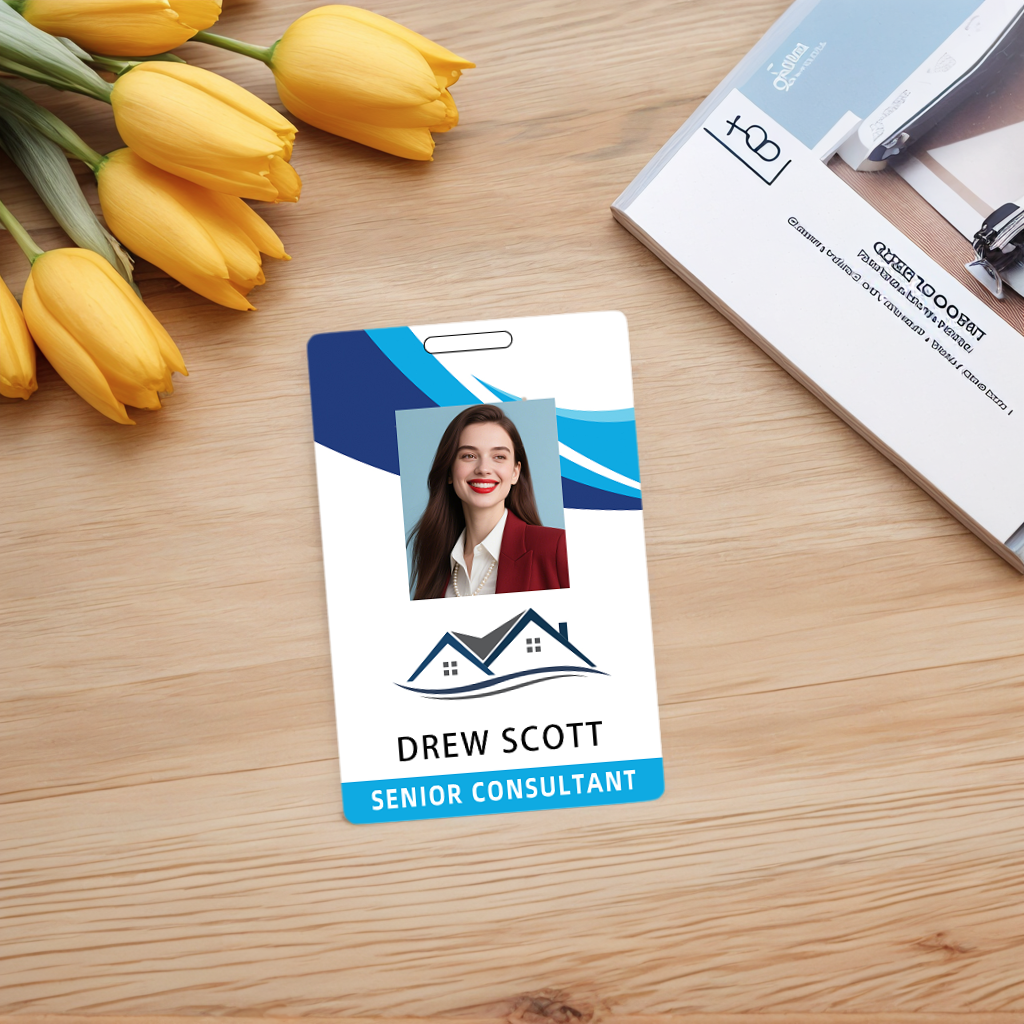 Style D41-1 Custom Print Employee ID Badge with Text, Personalized Name Badge Double Sided Print with Name, Photo, Logo