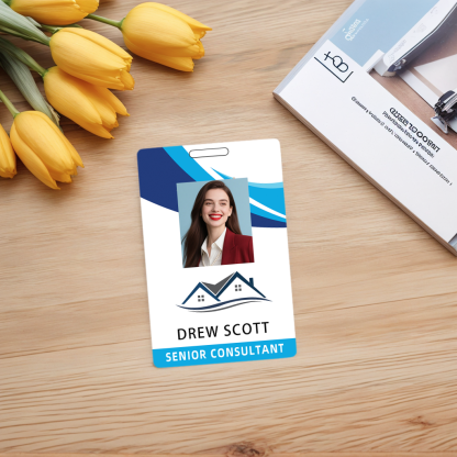 Style D41-1 Custom Print Employee ID Badge with Text, Personalized Name Badge Double Sided Print with Name, Photo, Logo