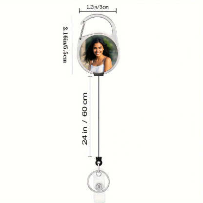 1pc Photo custom Heavy Duty Retractable Badge Reel Clip ID Badge Holders with Clip and Keyring
