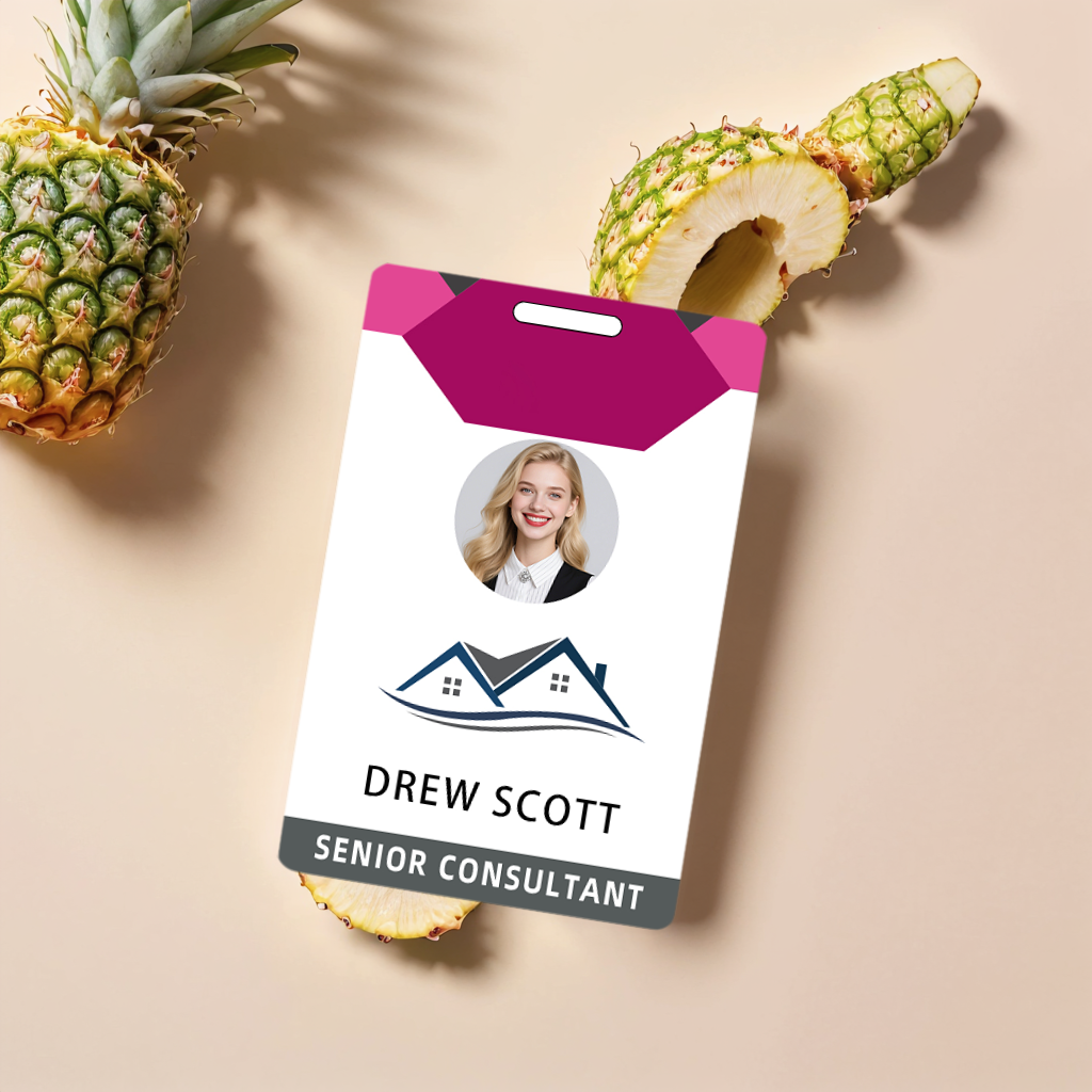 Style t-04 Custom Print Employee ID Badge , Personalized Name Badge Double Sided Print with Name, Photo, Logo