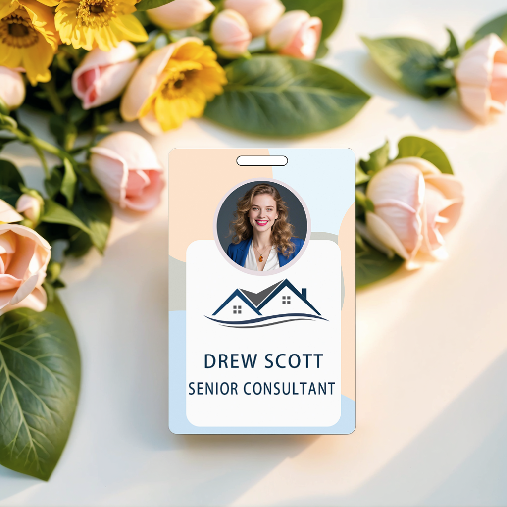 Style T041 Custom Print Employee ID Badge , Personalized Name Badge Double Sided Print with Name, Photo, Logo