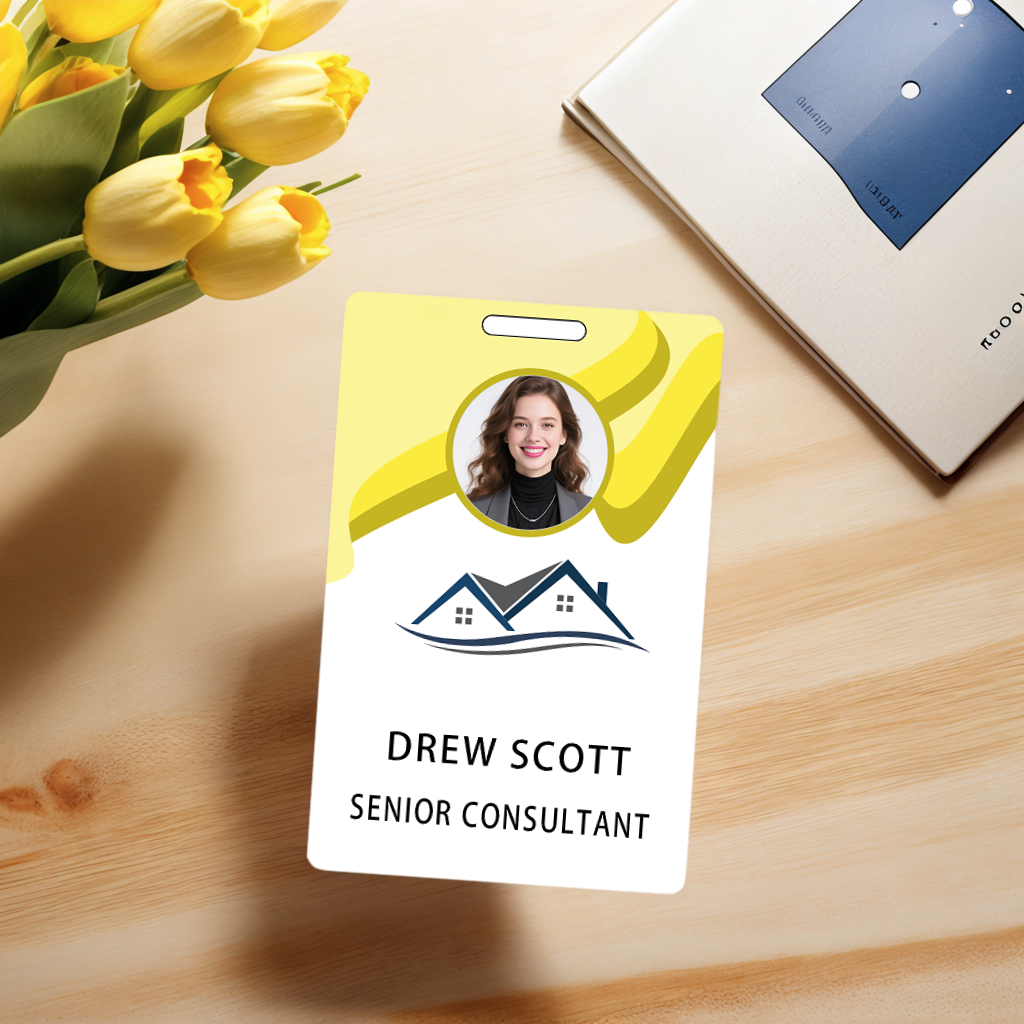 Style T98 Custom Print Employee ID Badge , Personalized Name Badge Double Sided Print with Name, Photo, Logo
