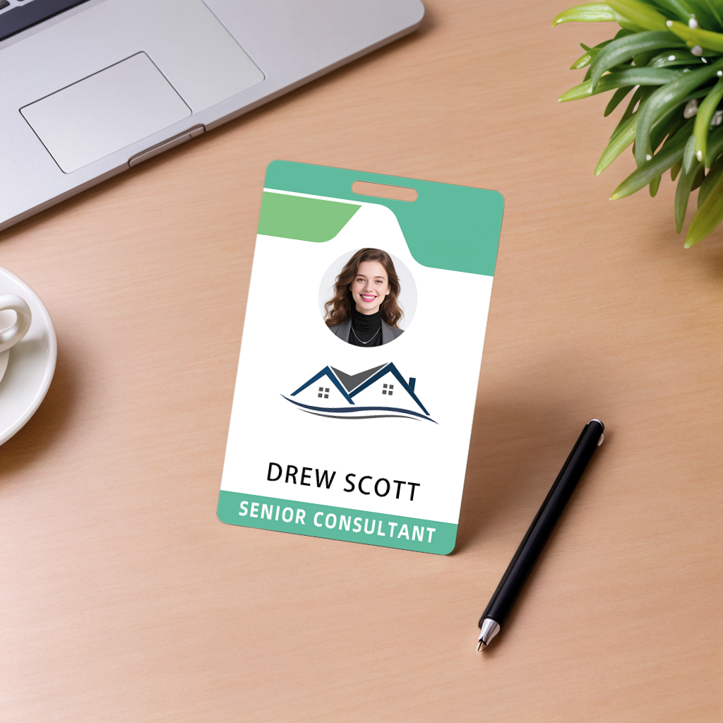 Style D36 Custom Print Employee ID Badge with Text, Personalized Name Badge Double Sided Print with Name, Photo, Logo