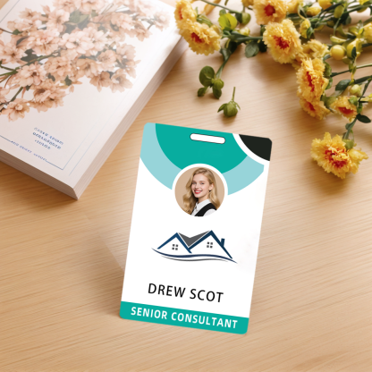 Style t-02 Custom Print Employee ID Badge , Personalized Name Badge Double Sided Print with Name, Photo, Logo