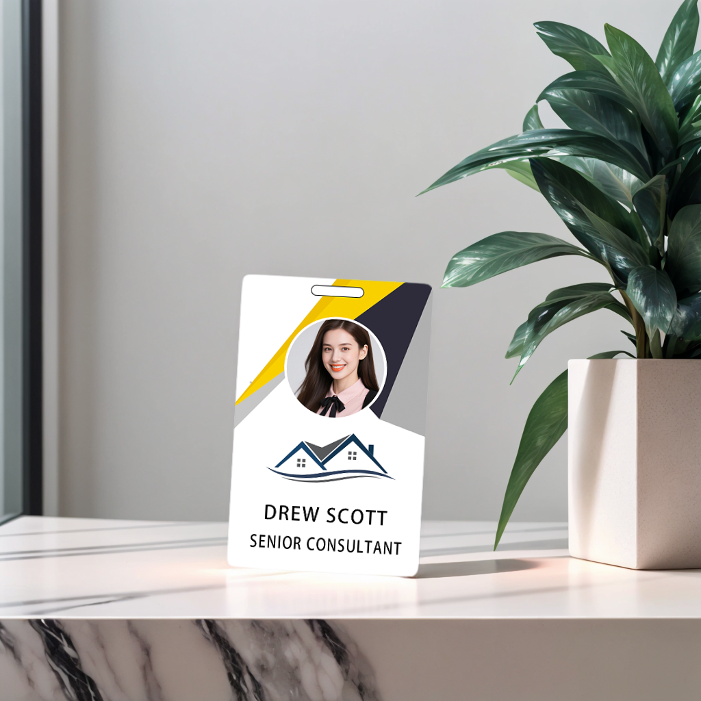 Style D11 Custom Print Employee ID Badge with Text, Personalized Name Badge Double Sided Print with Name, Photo, Logo