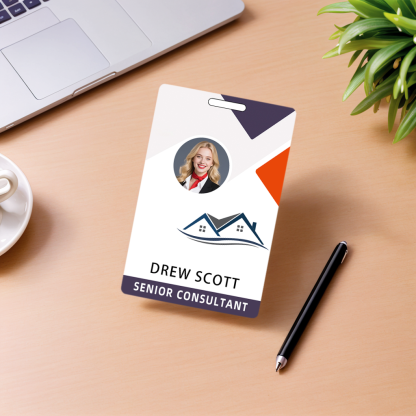 Style T78 Custom Print Employee ID Badge , Personalized Name Badge Double Sided Print with Name, Photo, Logo