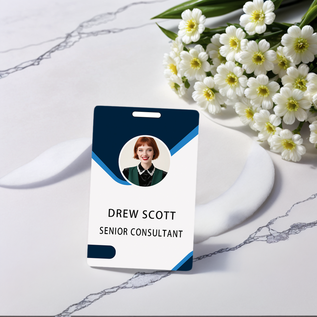 Style T040 Custom Print Employee ID Badge , Personalized Name Badge Double Sided Print with Name, Photo, Logo