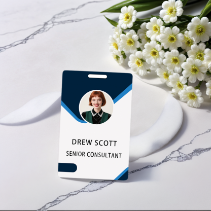 Style T040 Custom Print Employee ID Badge , Personalized Name Badge Double Sided Print with Name, Photo, Logo