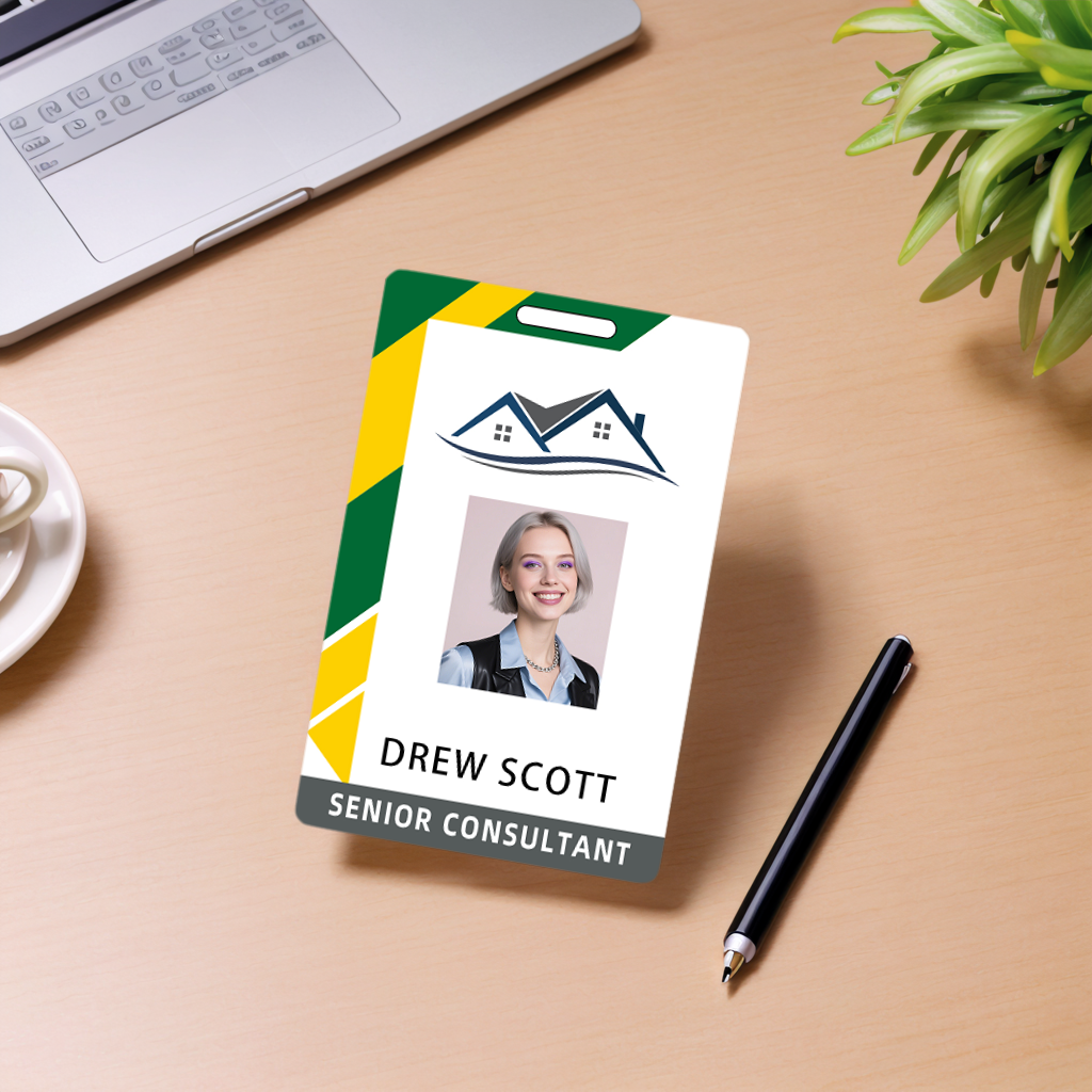 Style T94 Custom Print Employee ID Badge , Personalized Name Badge Double Sided Print with Name, Photo, Logo