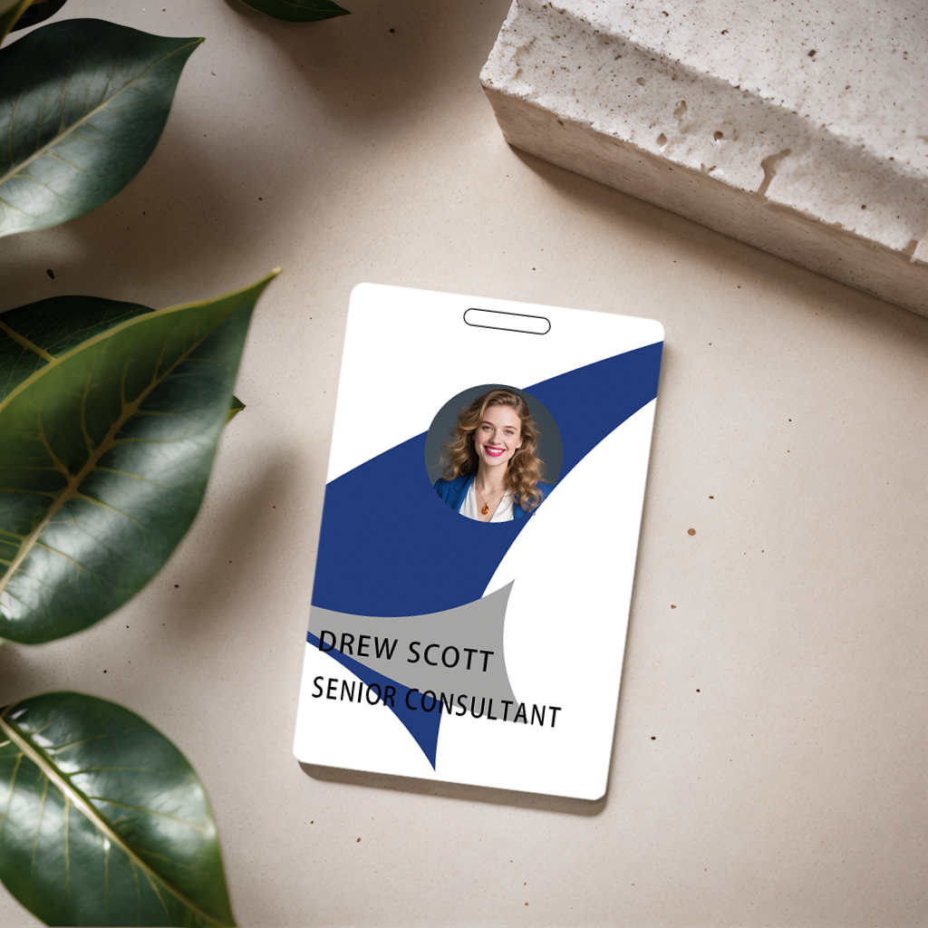 Style T108 Custom Print Employee ID Badge , Personalized Name Badge Double Sided Print with Name, Photo, Logo