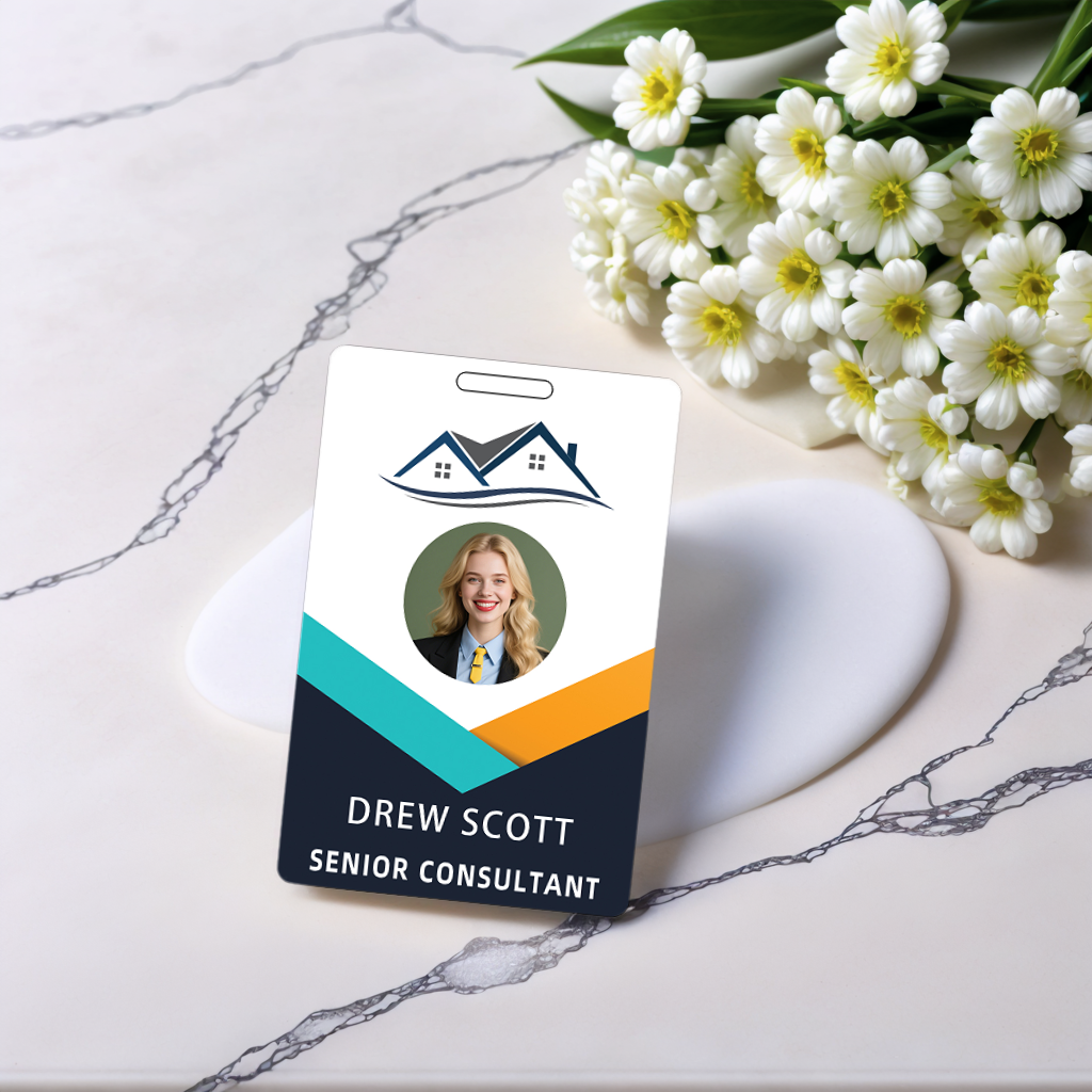 Style T114 Custom Print Employee ID Badge , Personalized Name Badge Double Sided Print with Name, Photo, Logo