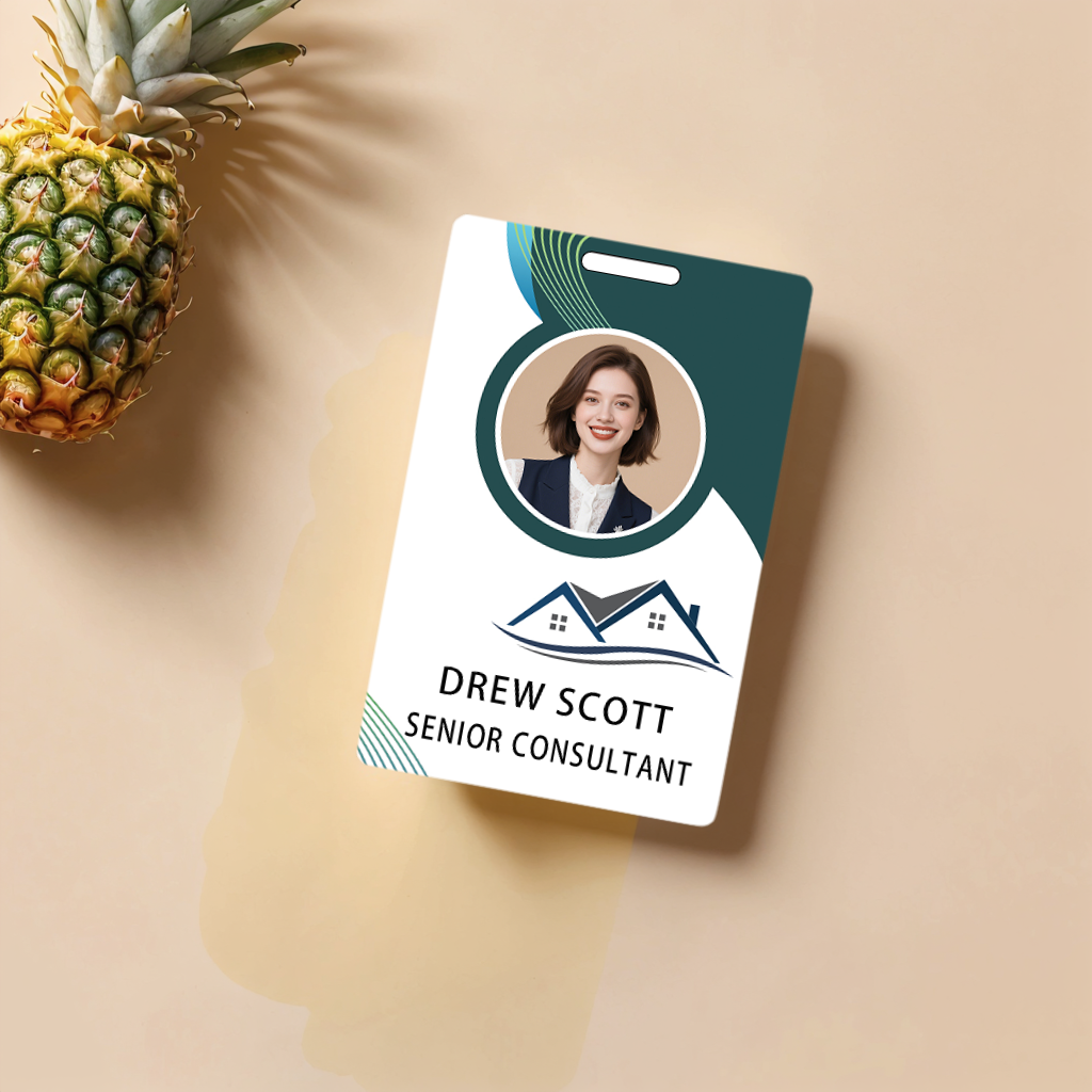 Style D06 Custom Print Employee ID Badge with Text, Personalized Name Badge Double Sided Print with Name, Photo, Logo