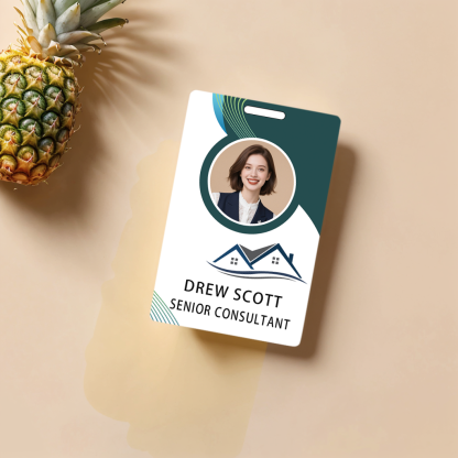 Style D06 Custom Print Employee ID Badge with Text, Personalized Name Badge Double Sided Print with Name, Photo, Logo