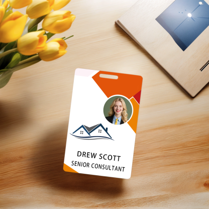 Style T89 Custom Print Employee ID Badge , Personalized Name Badge Double Sided Print with Name, Photo, Logo