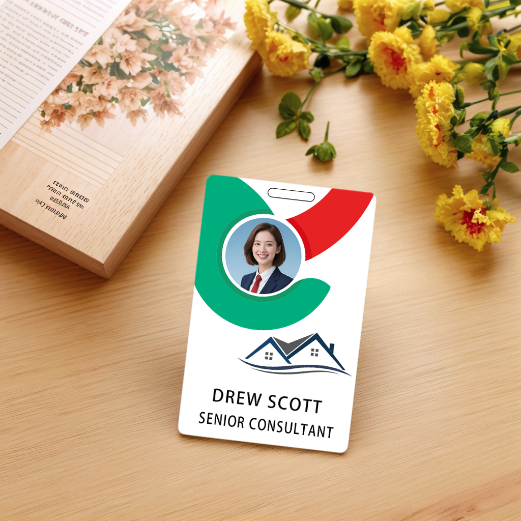 Style T84 Custom Print Employee ID Badge , Personalized Name Badge Double Sided Print with Name, Photo, Logo