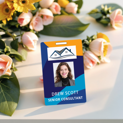 Style D01 Custom Print Employee ID Badge with Text, Personalized Name Badge Double Sided Print with Name, Photo, Logo
