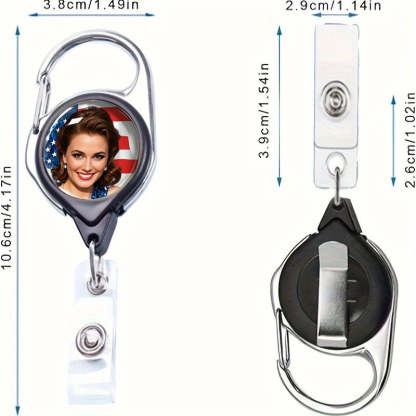 1pc Custom photo personalized ID Badge Holder with Clip Badge Reels Retractable Heavy Duty Badge Reel  for nurses teachers students office women and men