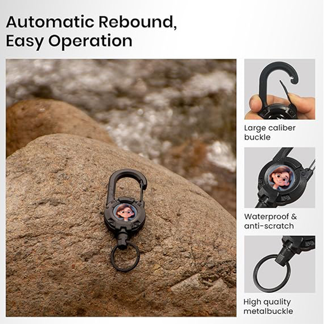 1pc Photo Custom Retractable Keychain Heavy Duty Double-sided customization Badge Reel Retractable Keychain Clip ID Holder Upgraded 63cm Stainless Steel Cord Suitable for Men and Women