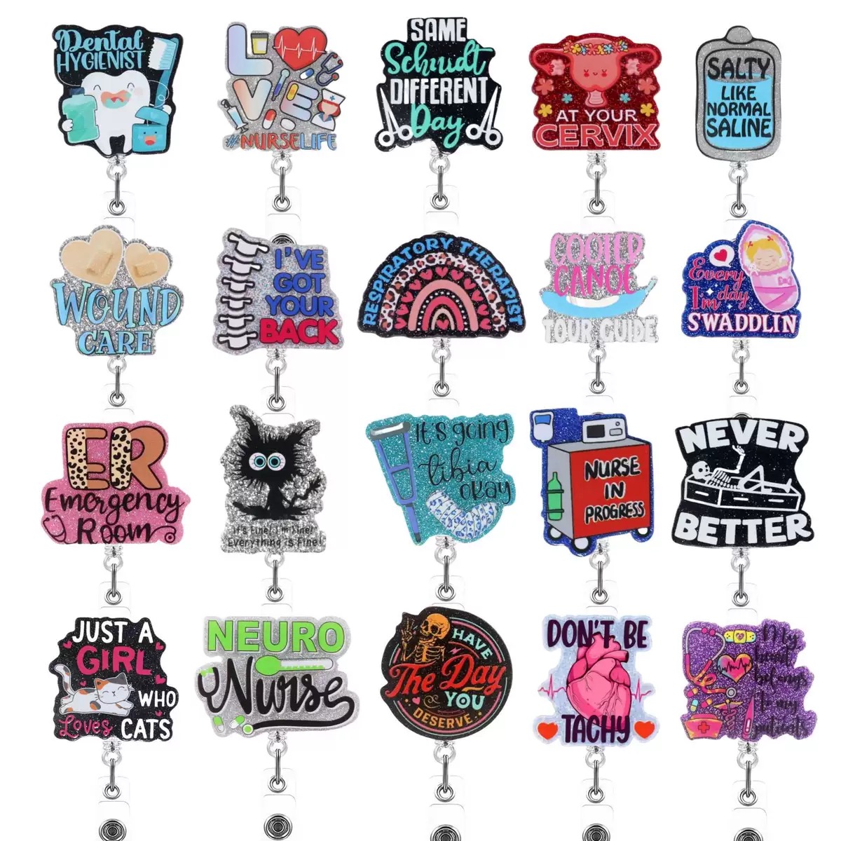 77 Retractable ID Name Badge Holder Reels with Swivel Alligator Clip  Cute Gifts