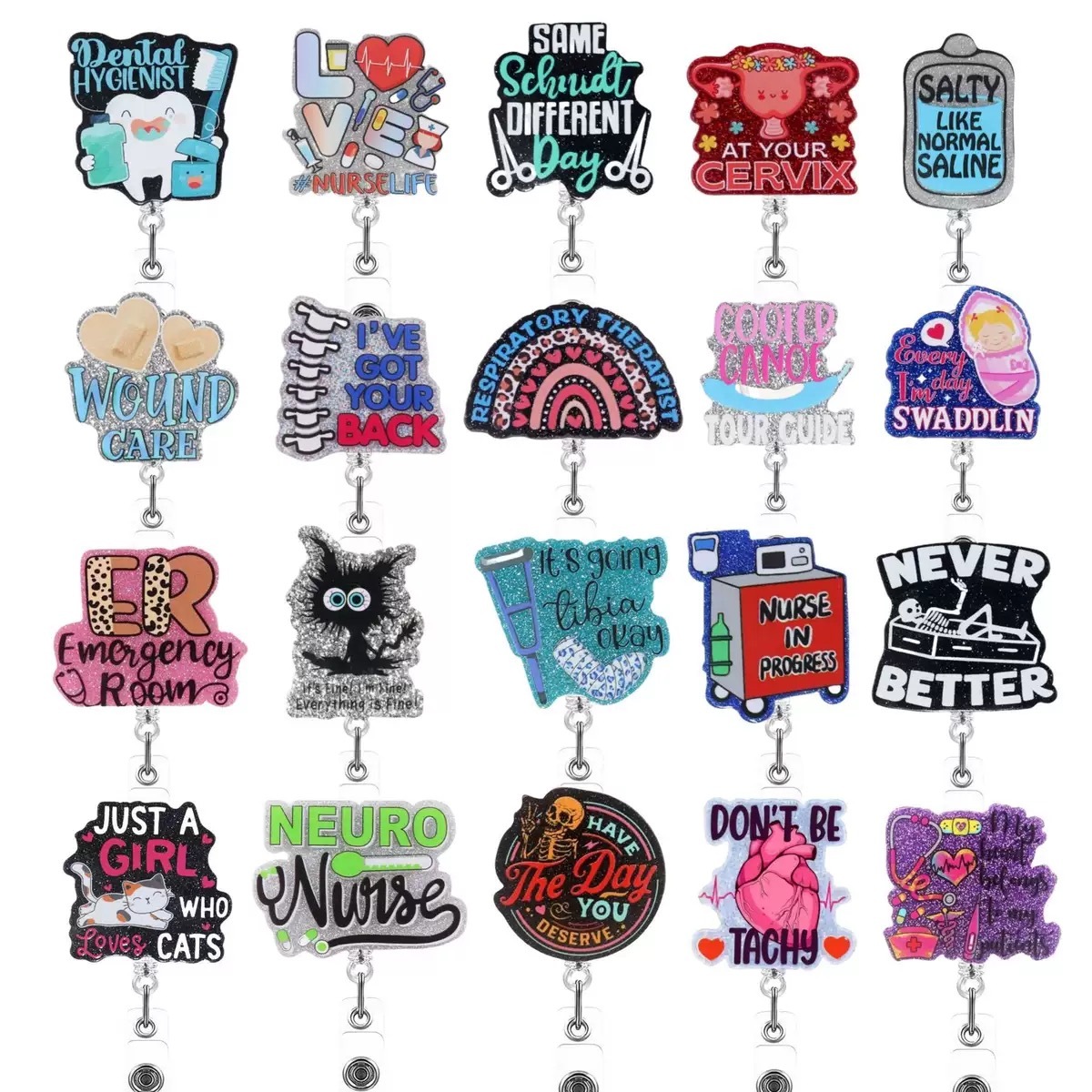 77 Retractable ID Name Badge Holder Reels with Swivel Alligator Clip  Cute Gifts