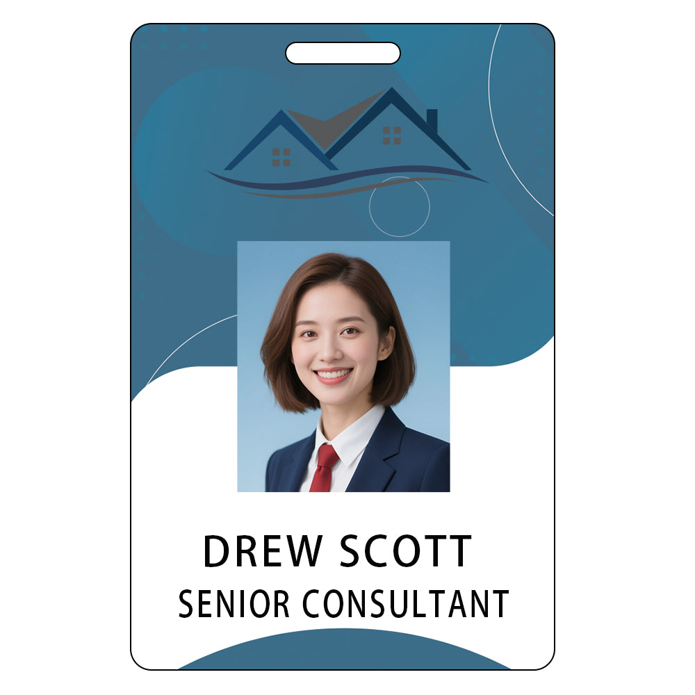 Style D02 Custom Print Employee ID Badge with Text, Personalized Name Badge Double Sided Print with Name, Photo, Logo