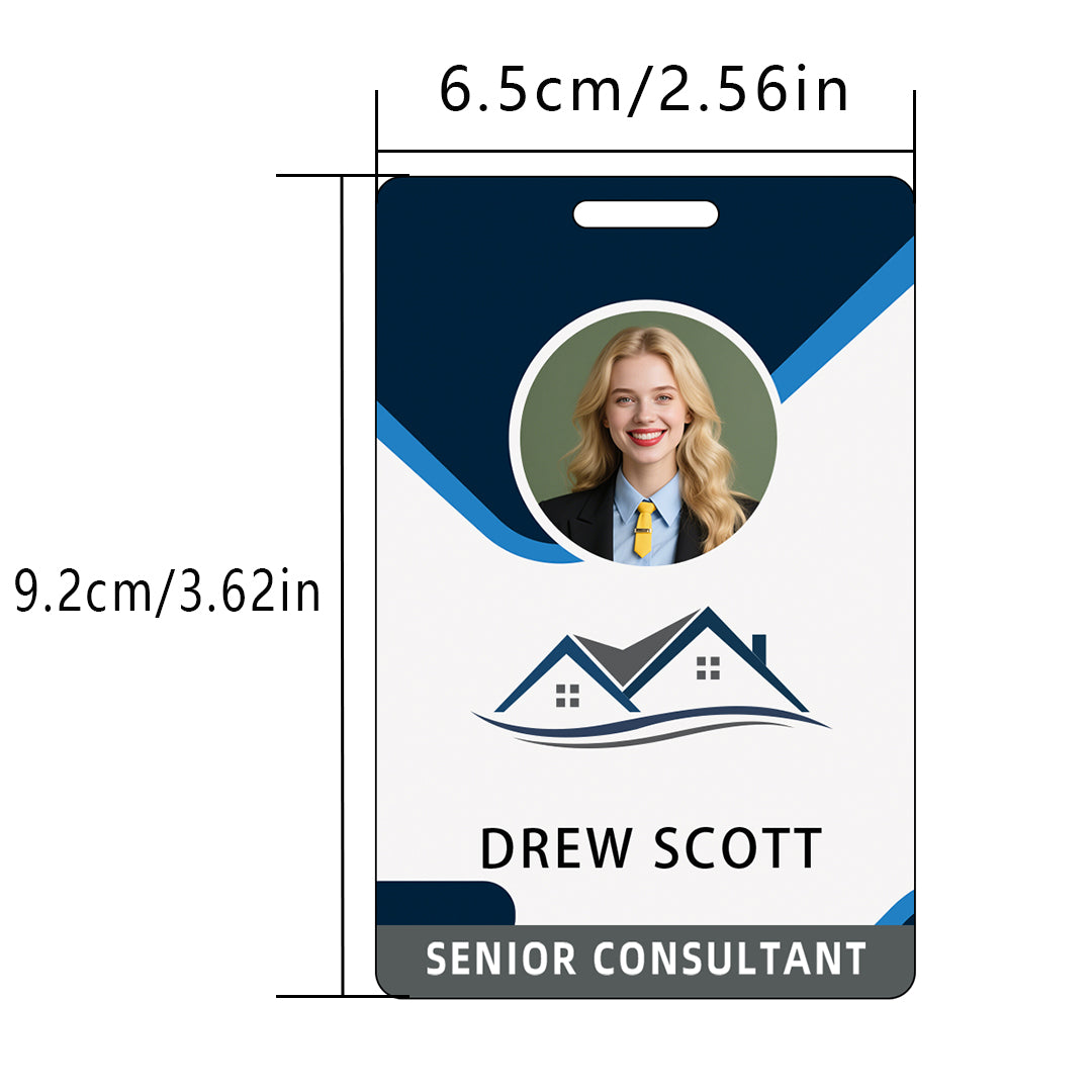 Style D03 Custom Print Employee ID Badge with Text, Personalized Name Badge Double Sided Print with Name, Photo, Logo