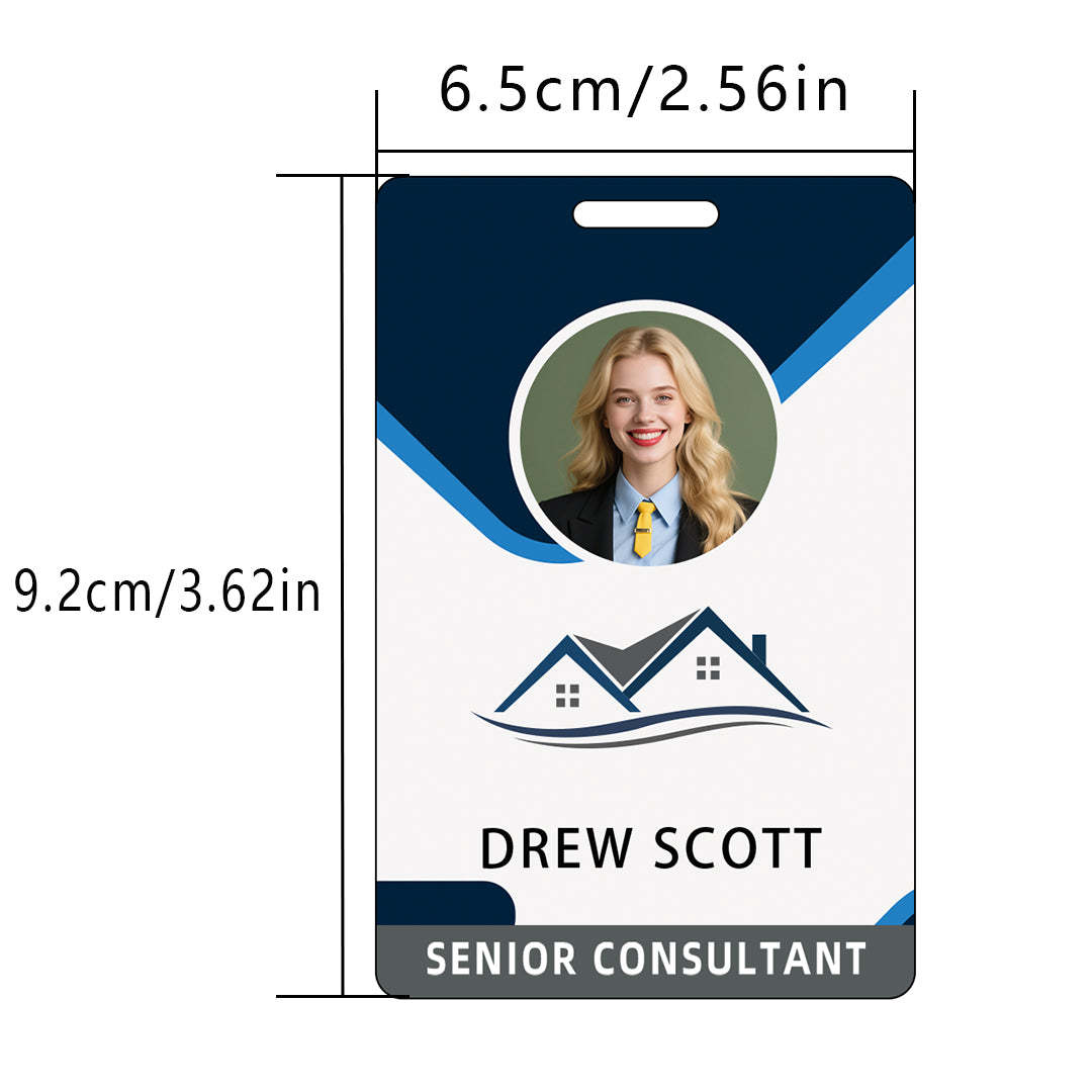 Style D03 Custom Print Employee ID Badge with Text, Personalized Name Badge Double Sided Print with Name, Photo, Logo