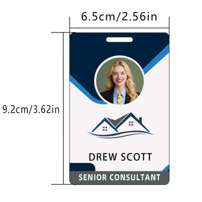 Style D03 Custom Print Employee ID Badge with Text, Personalized Name Badge Double Sided Print with Name, Photo, Logo