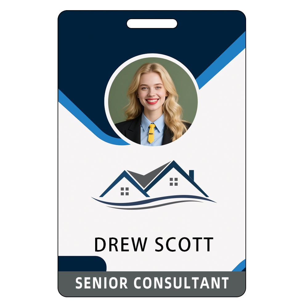 Style D03 Custom Print Employee ID Badge with Text, Personalized Name Badge Double Sided Print with Name, Photo, Logo