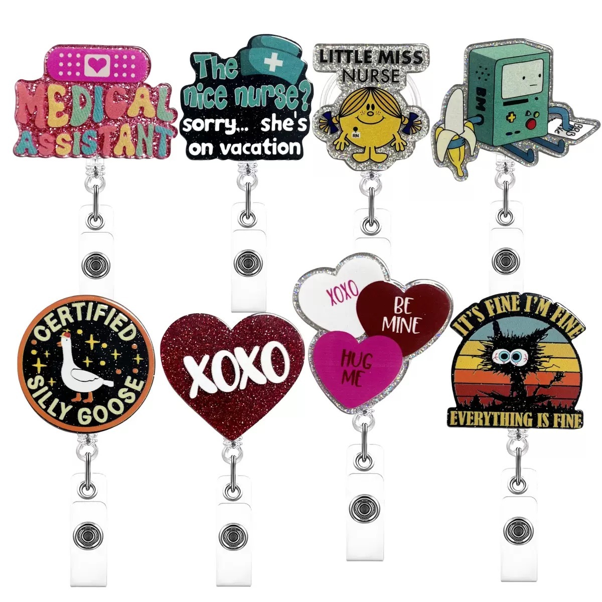 84 Retractable ID Name Badge Holder Reels with Swivel Alligator Clip  Cute Gifts